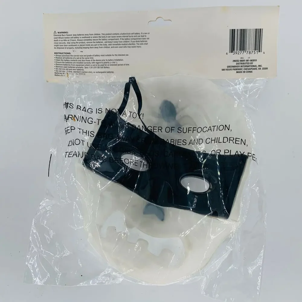 Light Up Face Mask Children Halloween Kids White Black Skull Front Battery